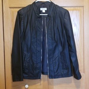 M petite Black Leather Jacket